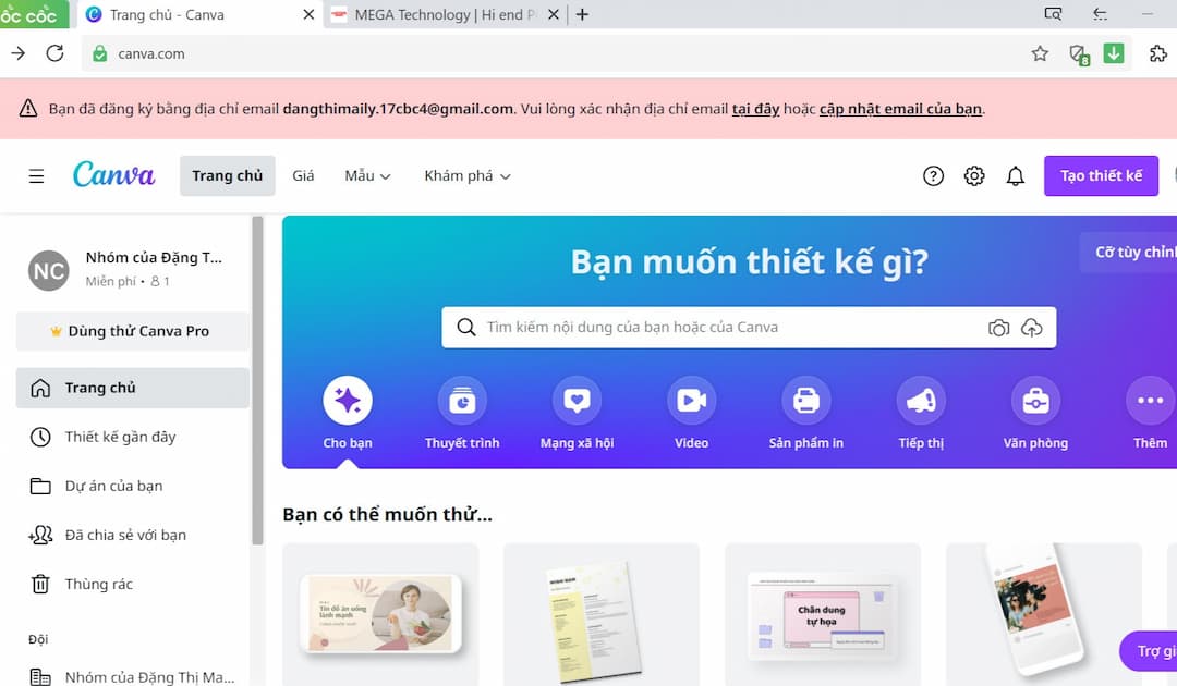 Truy cập trang web Canva